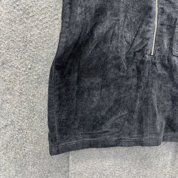 Vintage Guess Jeans Dress Womens 7 Black Corduroy Zip Front Mini Shirt 90s Y2k - Picture 7 of 12